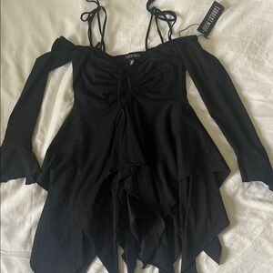 Dolls Kill Black Babydoll Dress with Bell Sleeves